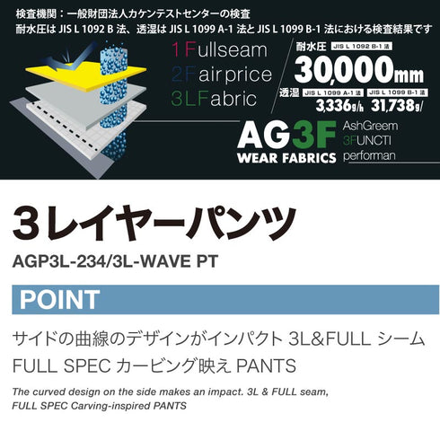 ASHGREEM (アッシュグリーム) 【予約商品】 25-26 スノーボードウェア パンツ 単品 ウェーブ 切替 AGP3L-234 スノーウェア スノボウェア スキーウェア スノボーウェア 下 スノーパンツ メンズ レディース 新作